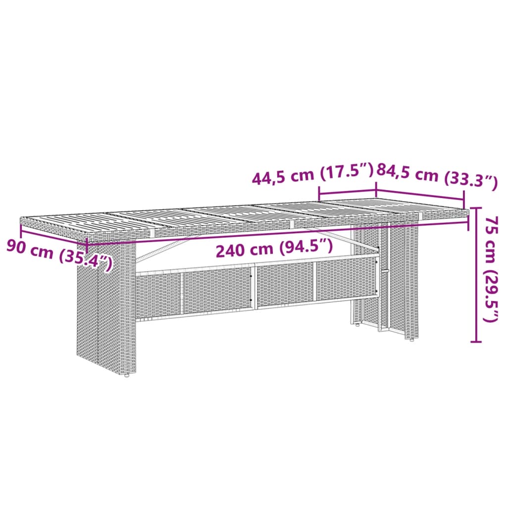 9-delige Bistroset met kussens poly rattan zwart