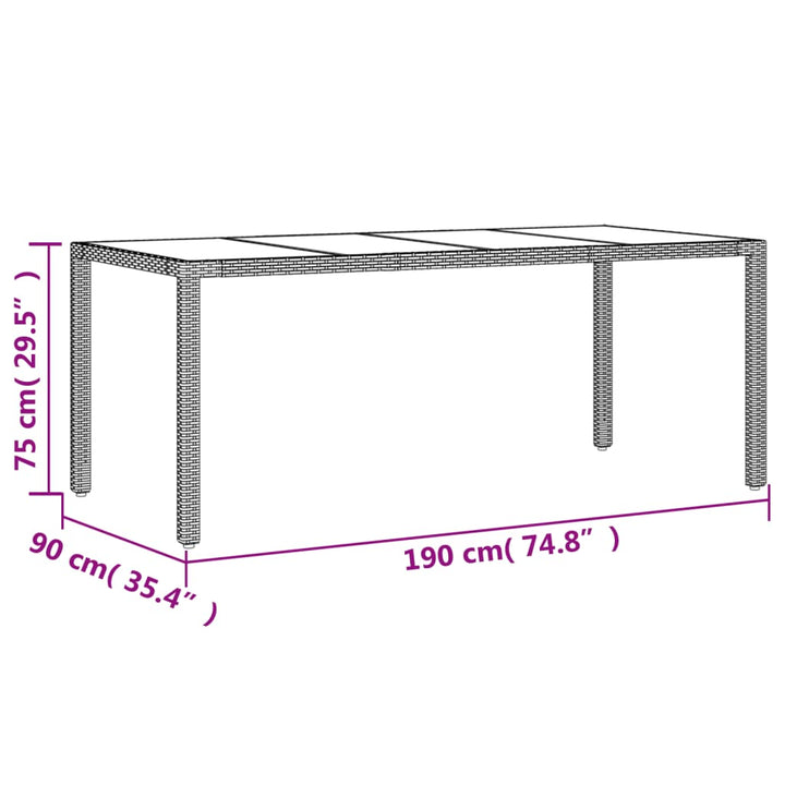 9-delige Tuinset met kussens poly rattan en glas zwart