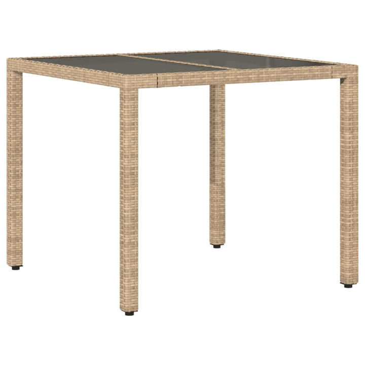 5-delige Tuinset met kussens poly rattan en glas beige