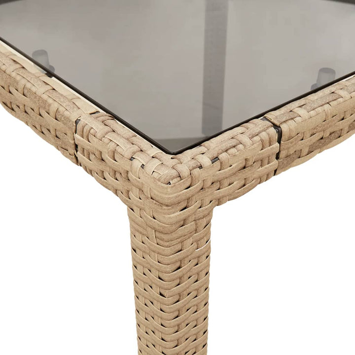 5-delige Tuinset met kussens poly rattan en glas beige