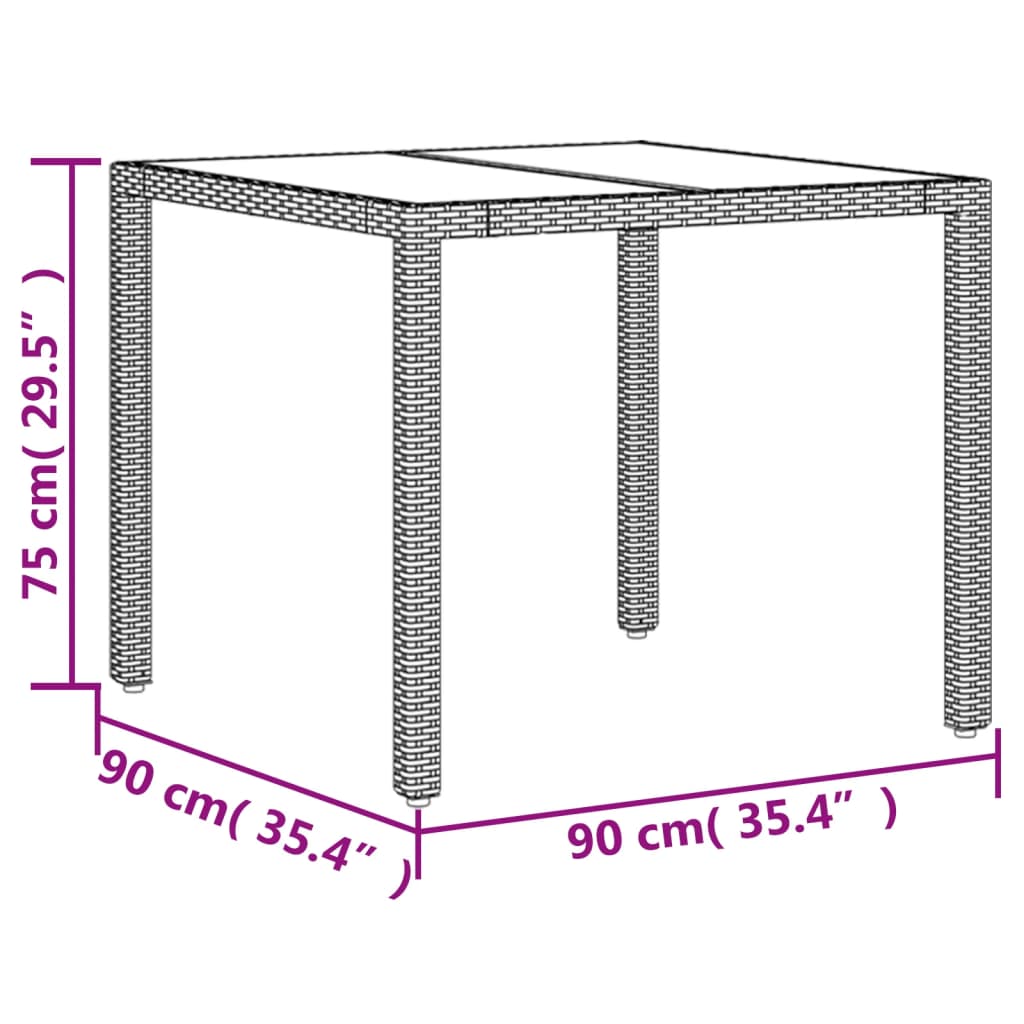 5-delige Tuinset met kussens poly rattan en glas beige