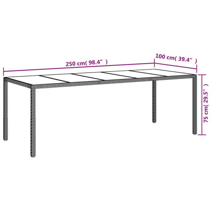 9-delige Tuinset met kussens poly rattan en glas beige