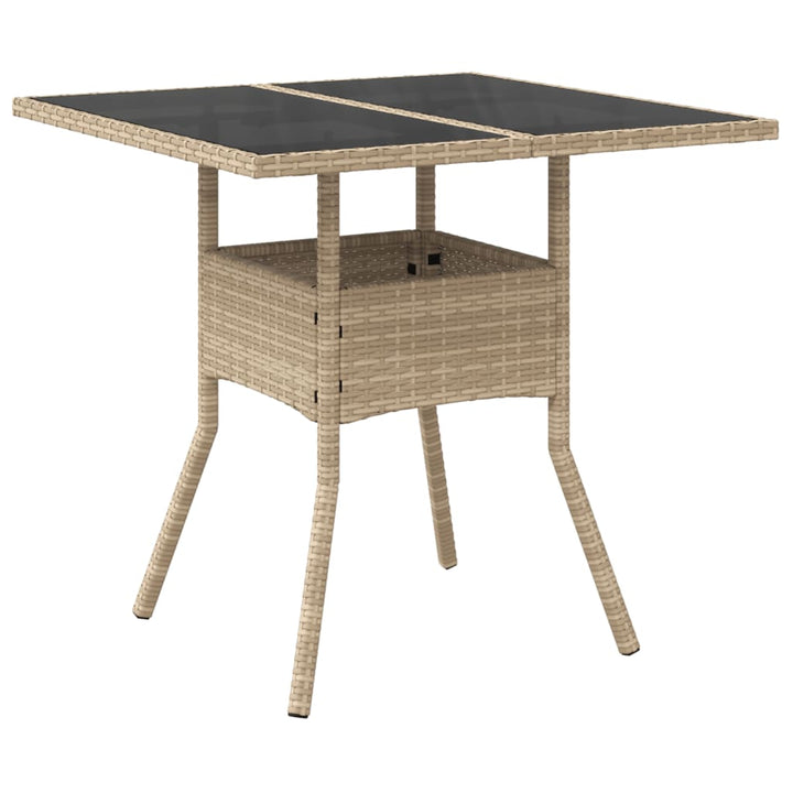 3-delige Tuinset met kussens poly rattan en glas beige