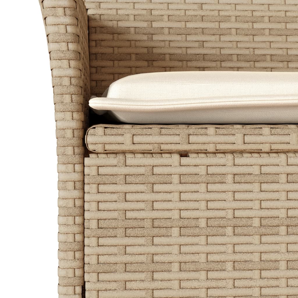 7-delige Tuinset met kussens poly rattan en acaciahout beige