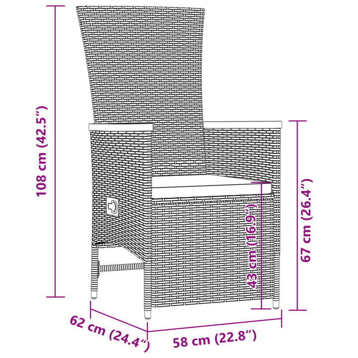 9-delige Tuinset met kussens poly rattan grijs