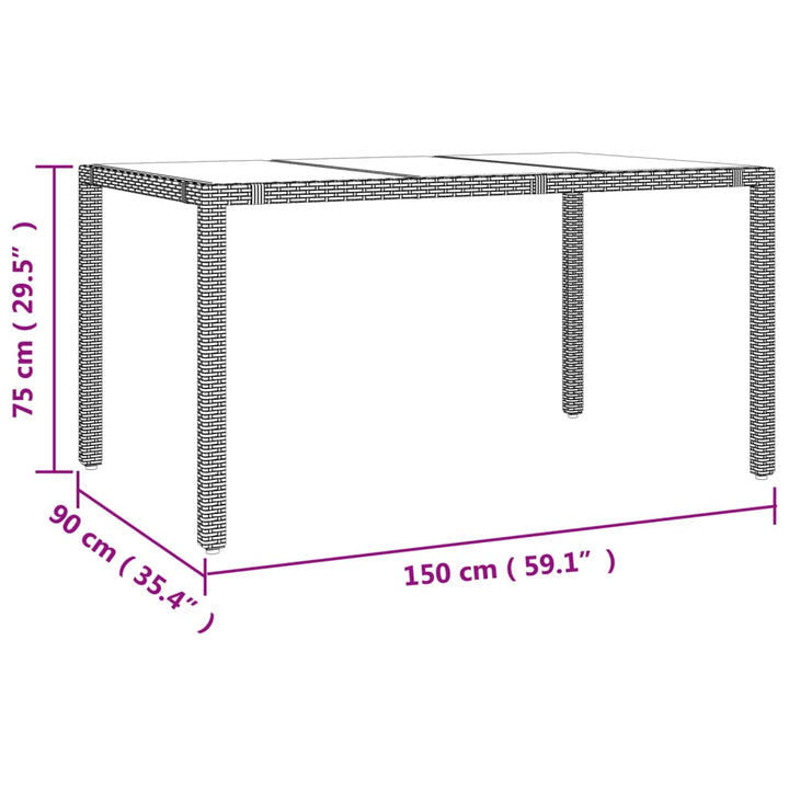 7-delige Tuinset met kussens poly rattan beige