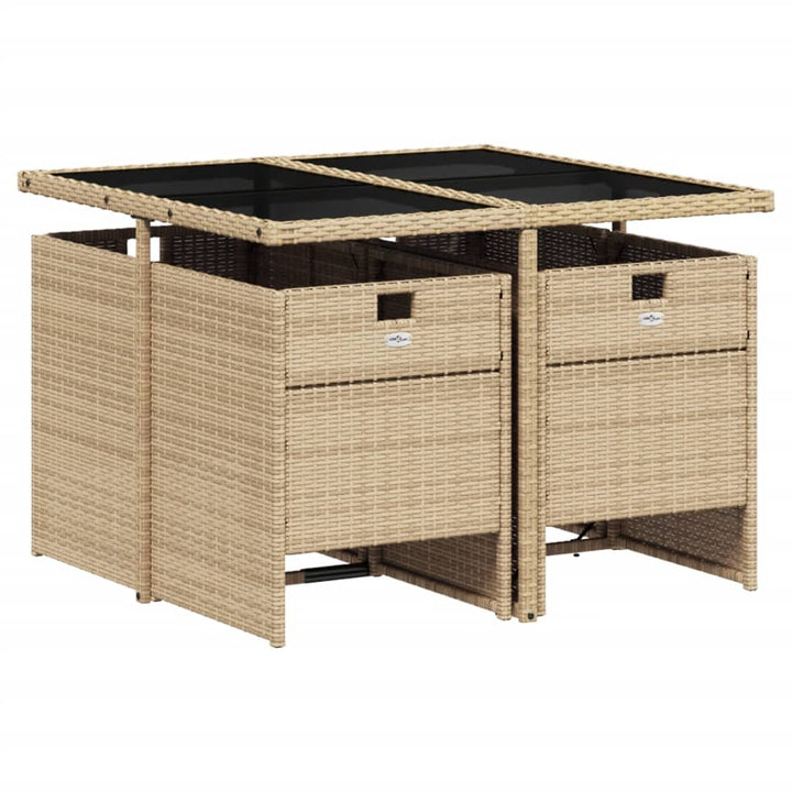 5-delige Tuinset met kussens poly rattan beige