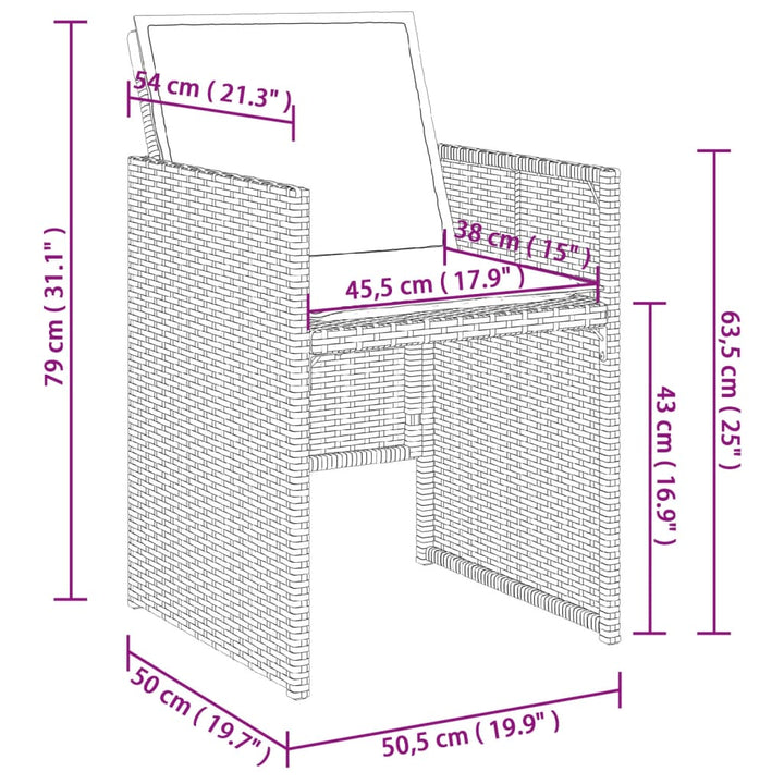 5-delige Tuinset met kussens poly rattan beige