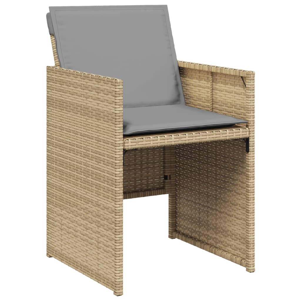 5-delige Tuinset met kussens poly rattan gemengd beige