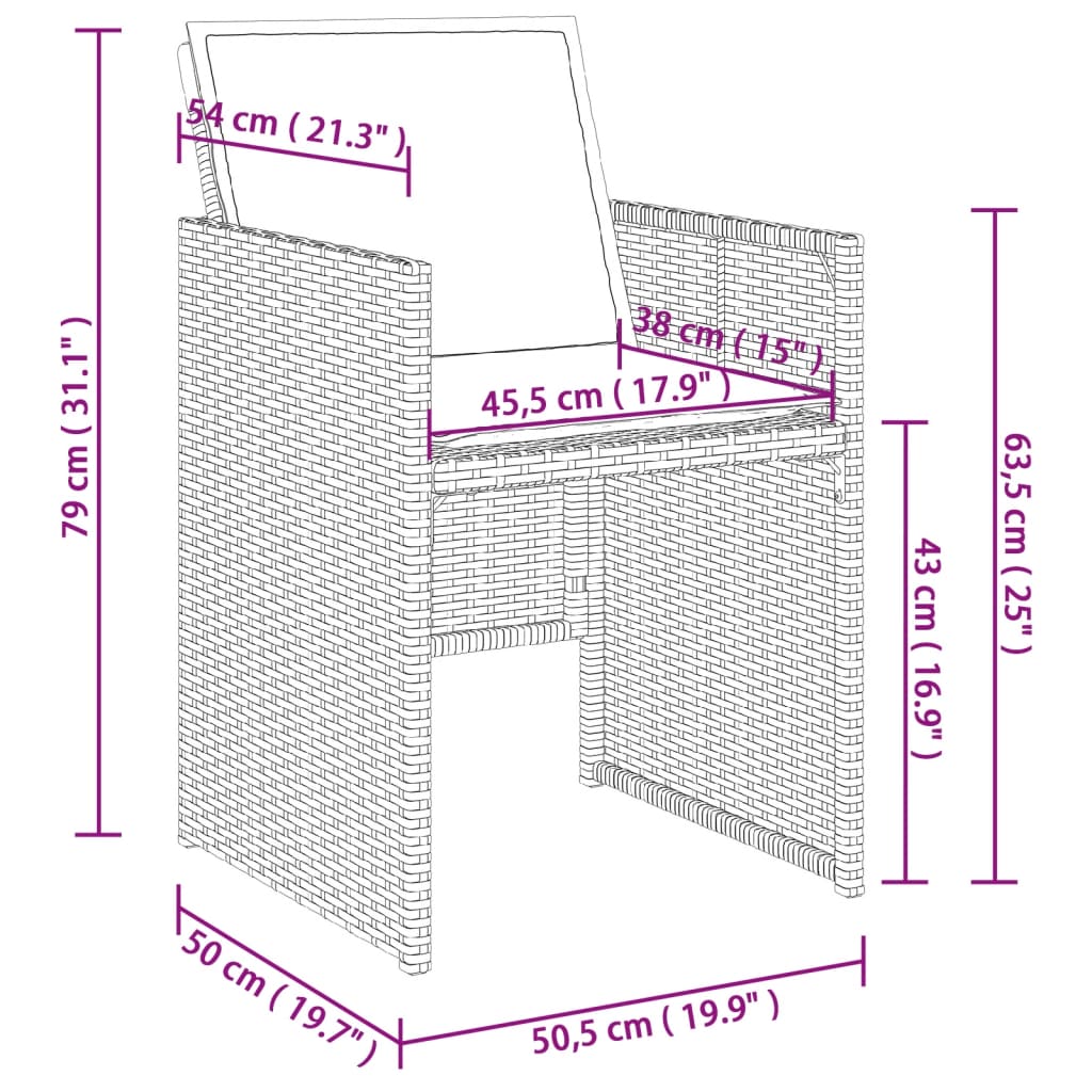 5-delige Tuinset met kussens poly rattan gemengd beige