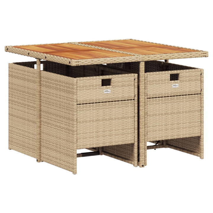 5-delige Tuinset met kussens poly rattan beige