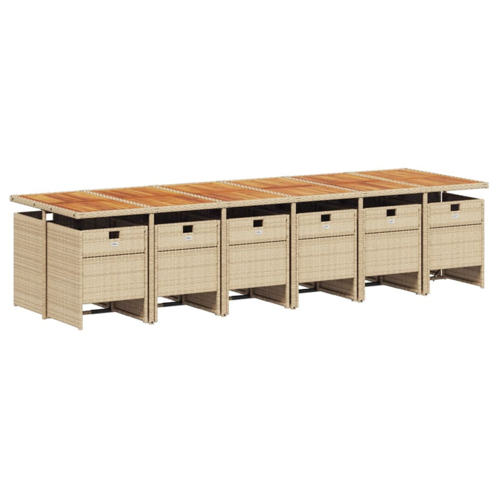 13-delige Tuinset met kussens poly rattan beige