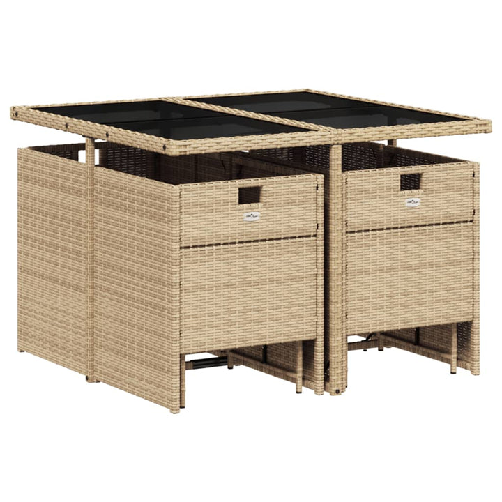 9-delige Tuinset met kussens poly rattan beige