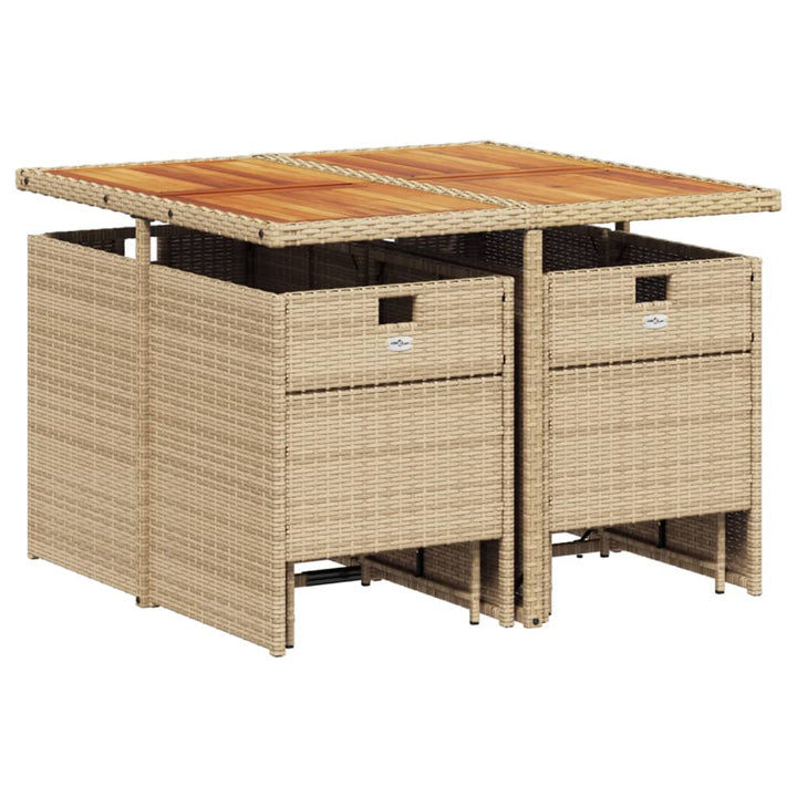 9-delige Tuinset met kussens poly rattan beige