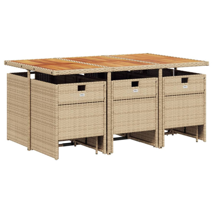 11-delige Tuinset met kussens poly rattan beige