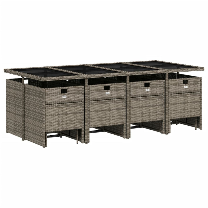 13-delige Tuinset met kussens poly rattan grijs