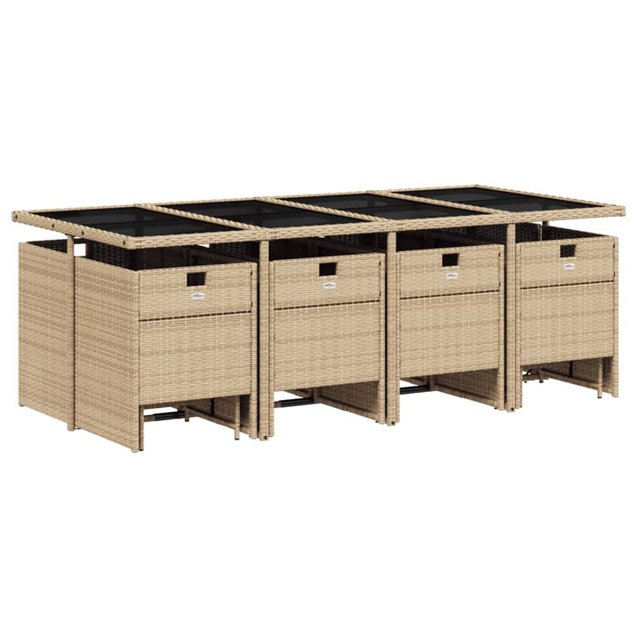 13-delige Tuinset met kussens poly rattan beige