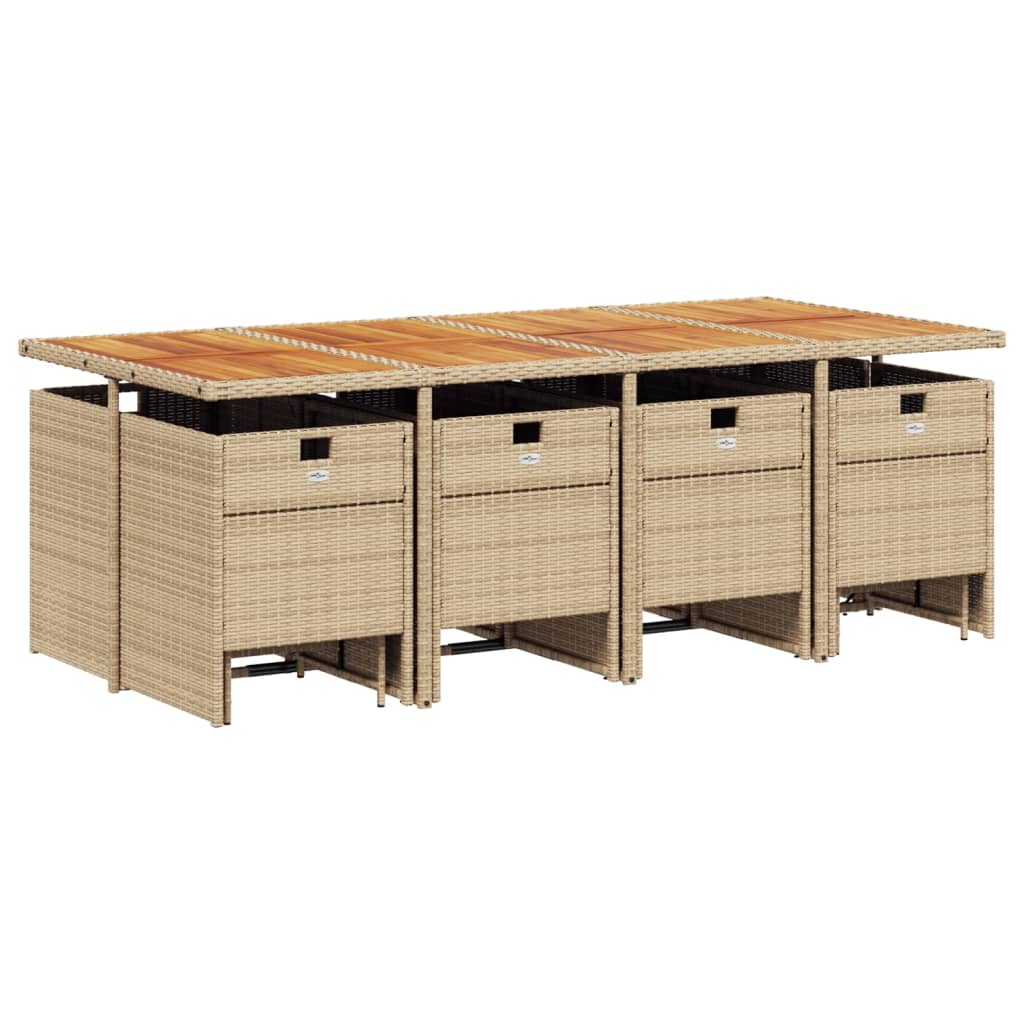 13-delige Tuinset met kussens poly rattan beige