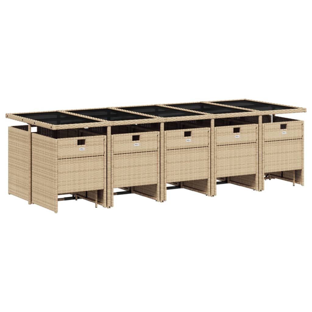 15-delige Tuinset met kussens poly rattan beige