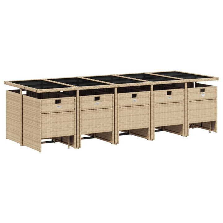 15-delige Tuinset met kussens poly rattan beige