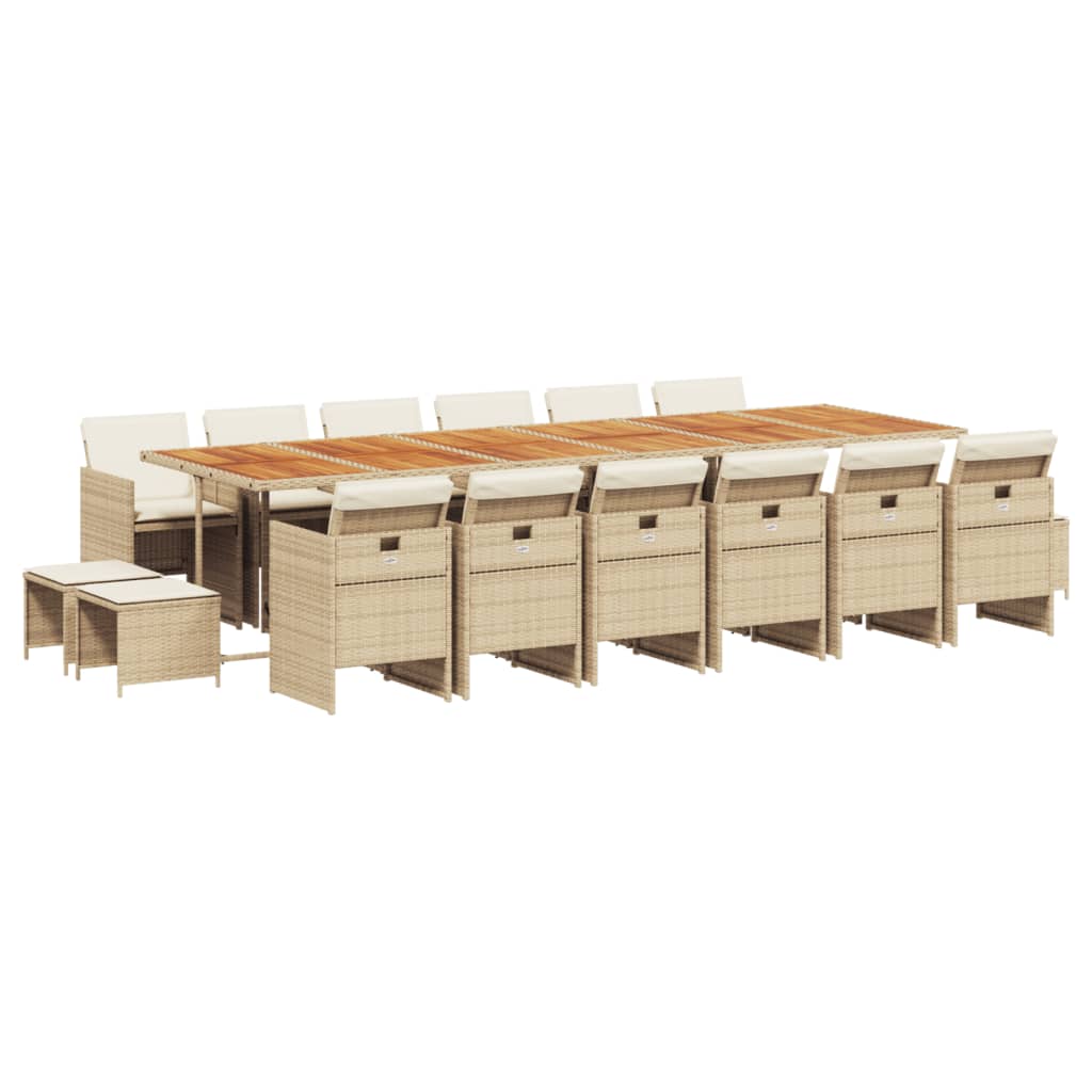 17-delige Tuinset met kussens poly rattan beige