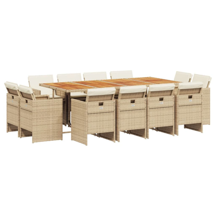 13-delige Tuinset met kussens poly rattan beige