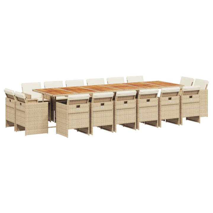 17-delige Tuinset met kussens poly rattan beige