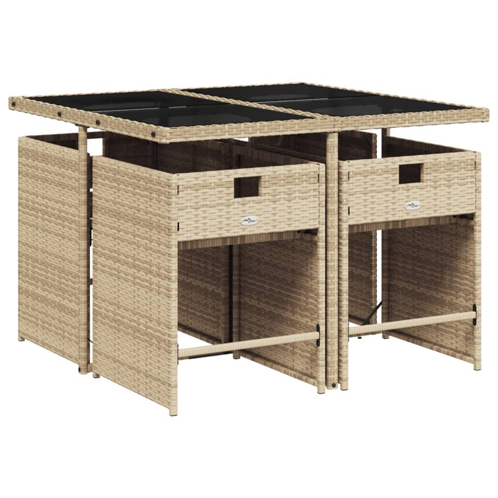 5-delige Tuinset met kussens poly rattan beige