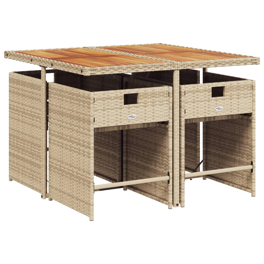 5-delige Tuinset met kussens poly rattan beige