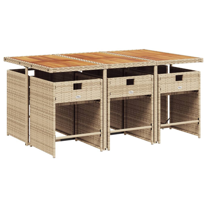 7-delige Tuinset met kussens poly rattan beige