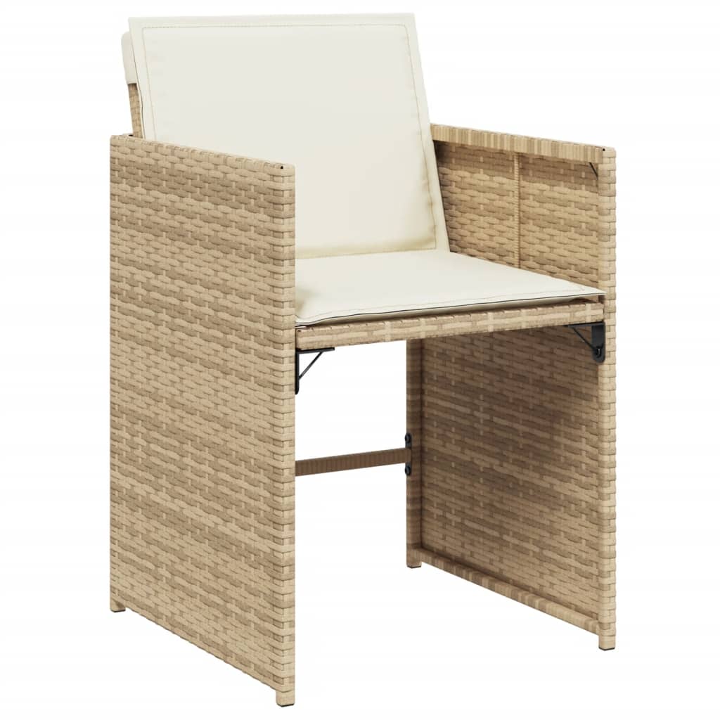 7-delige Tuinset met kussens poly rattan beige