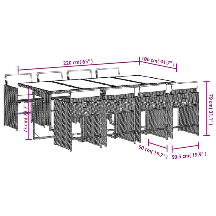 9-delige Tuinset poly rattan zwart