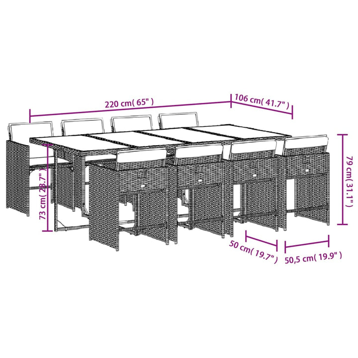 9-delige Tuinset poly rattan zwart