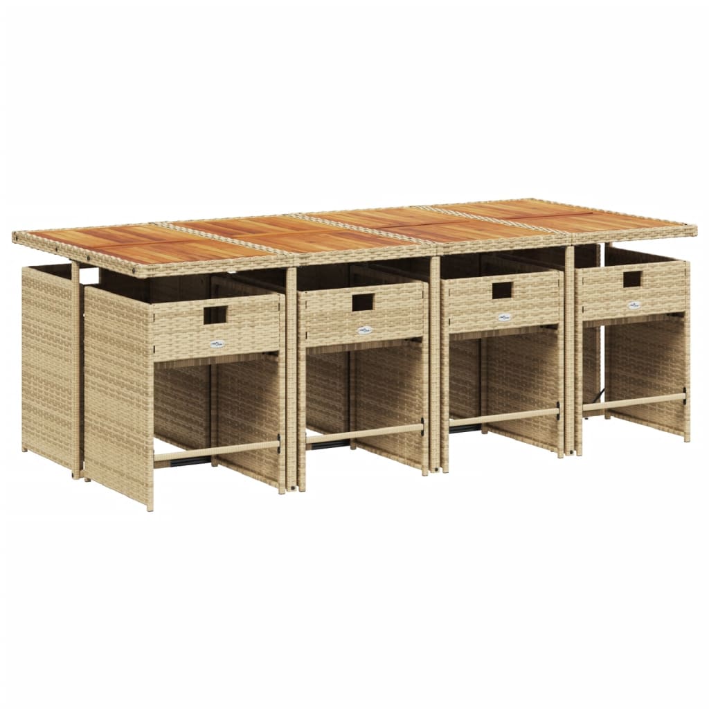 9-delige Tuinset met kussens poly rattan beige