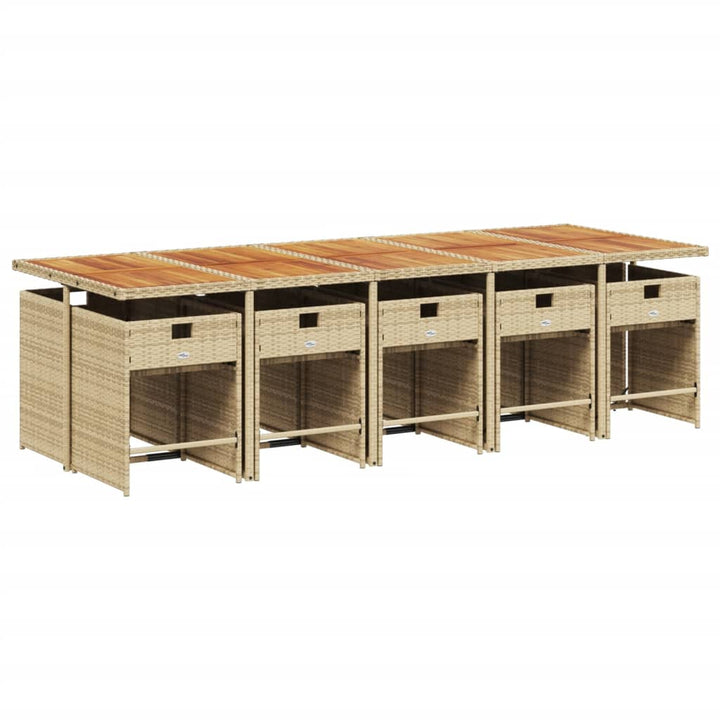 11-delige Tuinset met kussens poly rattan beige