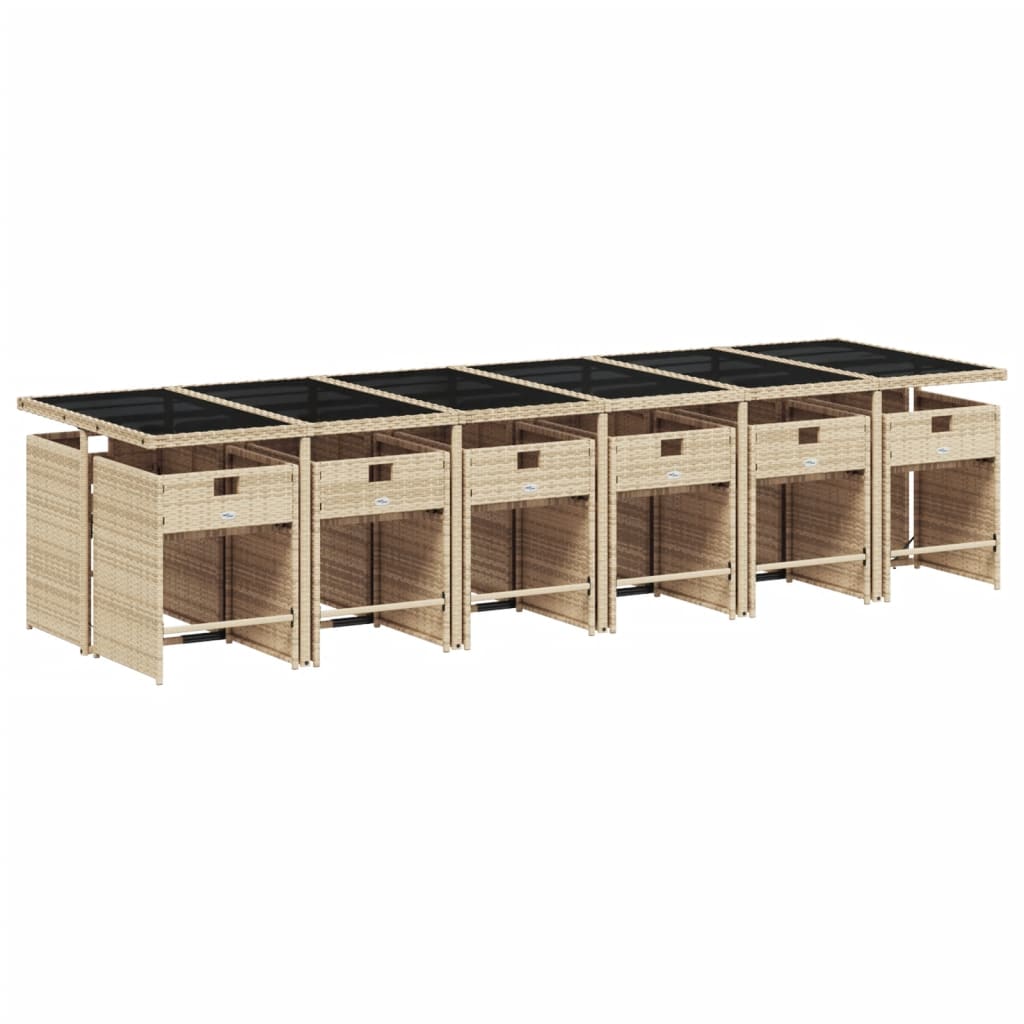 13-delige Tuinset met kussens poly rattan beige