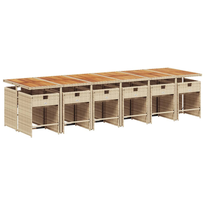 13-delige Tuinset met kussens poly rattan beige