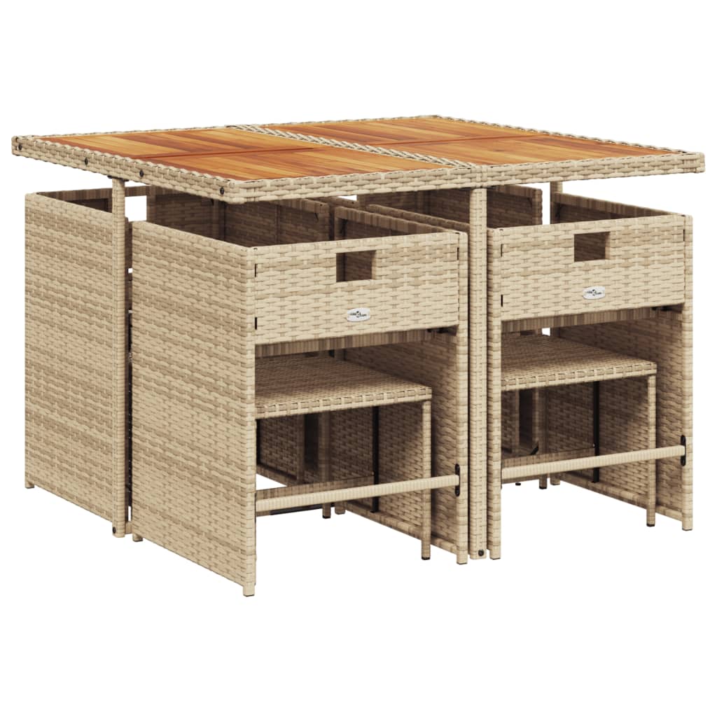 9-delige Tuinset met kussens poly rattan beige