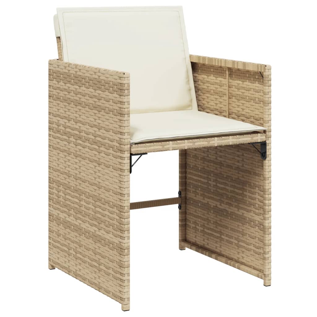 9-delige Tuinset met kussens poly rattan beige