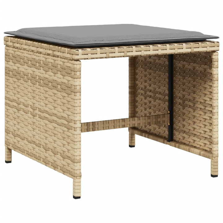 11-delige Tuinset met kussens poly rattan gemengd beige