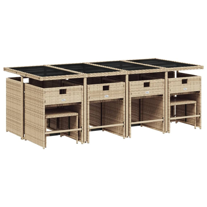 13-delige Tuinset met kussens poly rattan beige