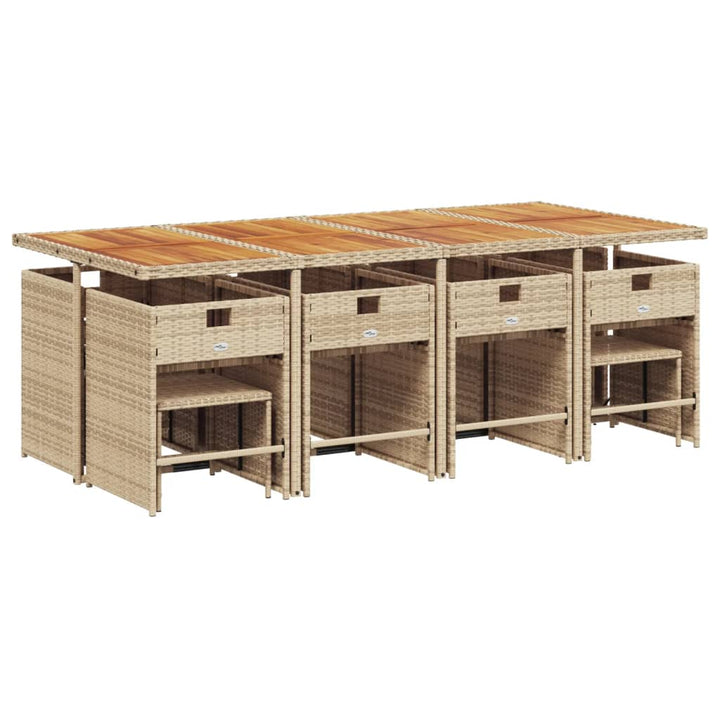 13-delige Tuinset met kussens poly rattan beige