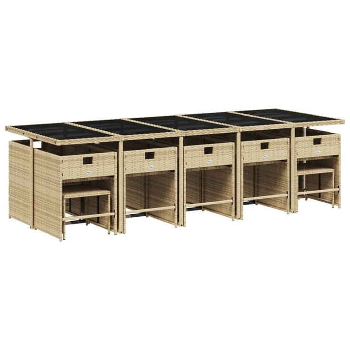 15-delige Tuinset met kussens poly rattan beige