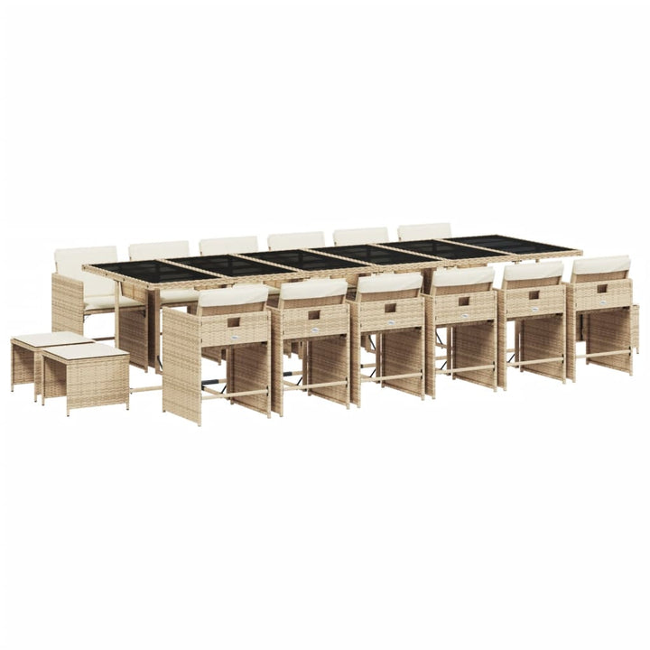 17-delige Tuinset met kussens poly rattan beige