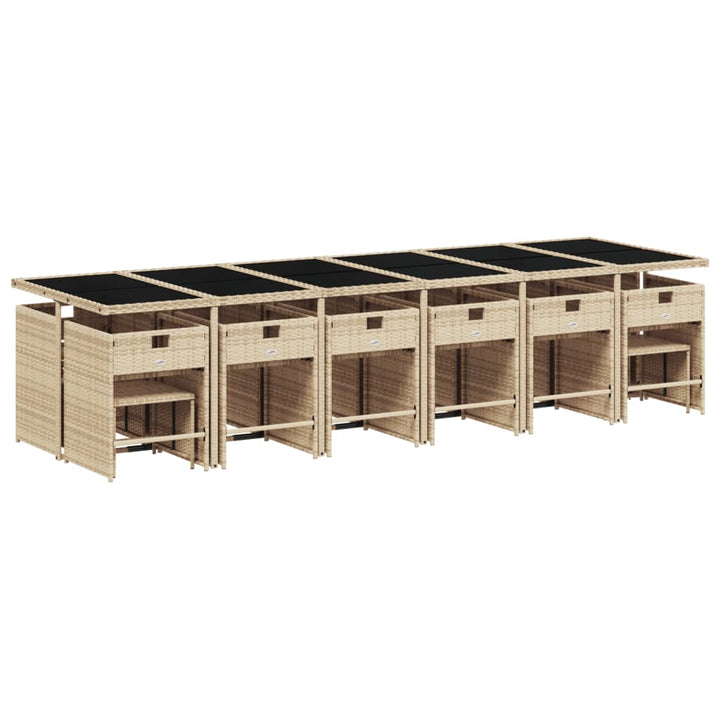 17-delige Tuinset met kussens poly rattan beige