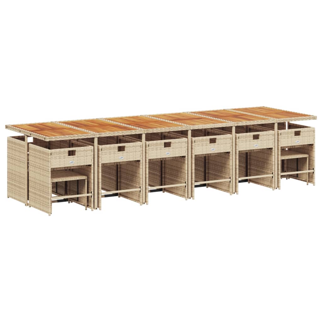 17-delige Tuinset met kussens poly rattan beige