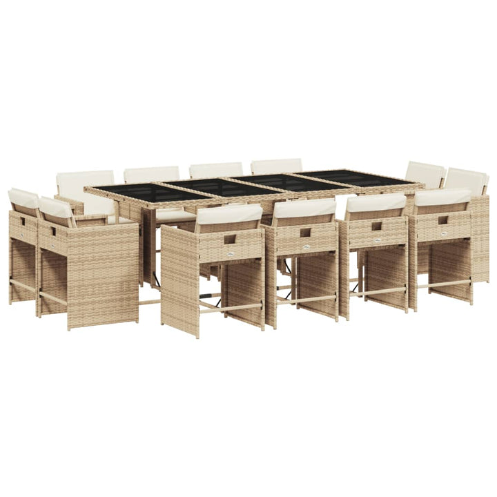 13-delige Tuinset met kussens poly rattan beige