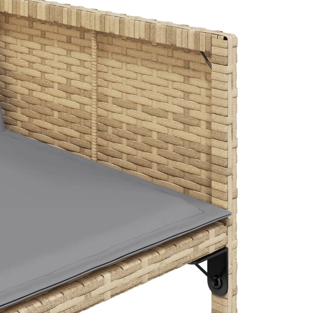 7-delige Tuinset met kussens poly rattan gemengd beige