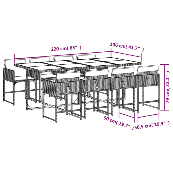 9-delige Tuinset poly rattan zwart