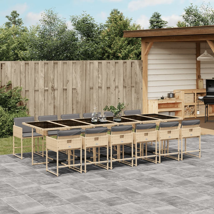 13-delige Tuinset met kussens poly rattan gemengd beige